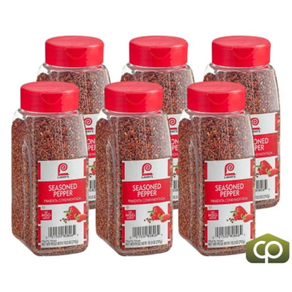 Lawry's Professional Chef's Choice Seasoned Pepper – Bold Black Pepper Bite & Sweet Red Bell Pepper Flecks, 10.3 oz. Bottle – Bulk 6/Case