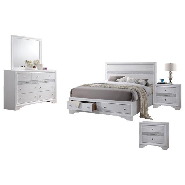Chic White 5 Piece Bedroom Set with California King Platform Bed
