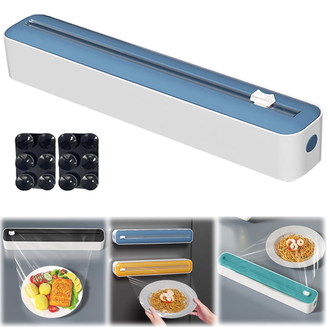 Cling Film Dispenser With Cutter Plastic Wrap & Aluminum Foil Dispenser Box Wall Mounted Kitchen Organizer For Cling Film Foil Parchment Paper