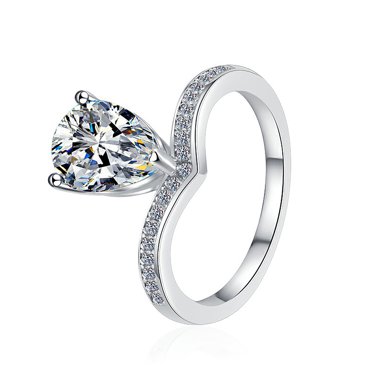 Bagues de Fiançailles en Moissanite 2,0 Ct Tw Couleur D VVS1 Bague Couronne en Argent Sterling 925 Alliance Masque Bague de Promesse Alliance Bagues d'Éternité pour Femmes avec Certificat