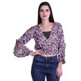 thumbnail image 1 of Moomaya Printed Womens Crop Top Wrap Style Top Wear Ruffle Long Sleeve Casual Summer Blouse, 1 of 5