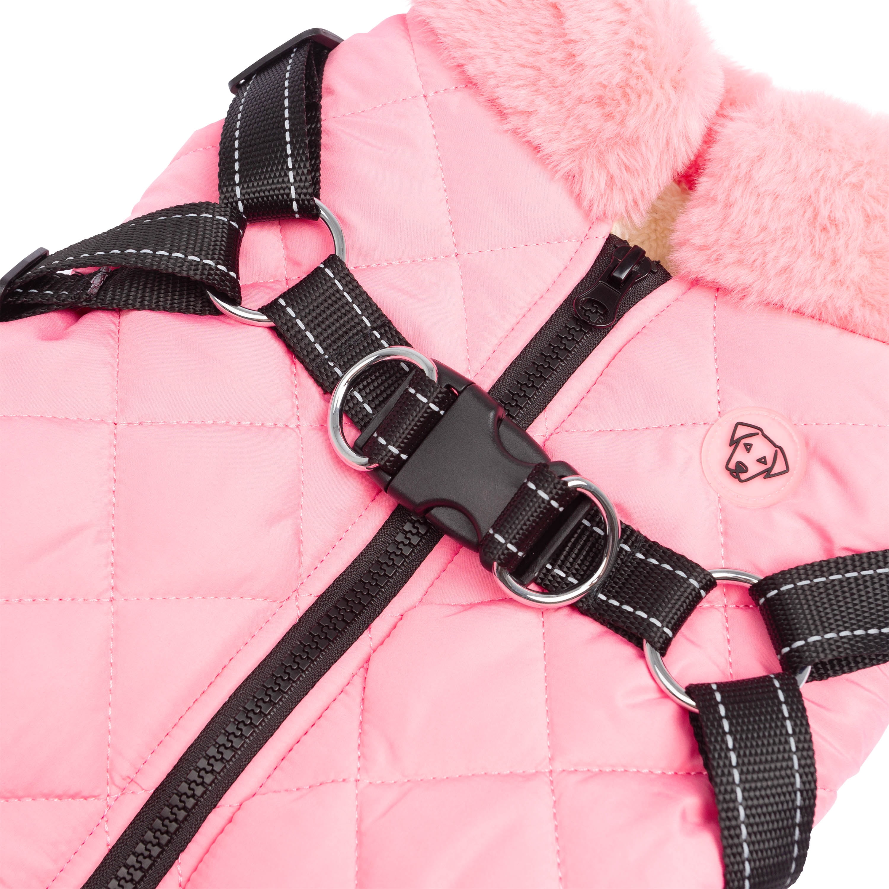One Paw, Veste Matelassée Légère pour Chien avec Harnais, Rose