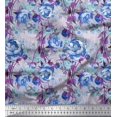 thumbnail image 1 of Soimoi Blue Poly Georgette Fabric Leaves & Floral Printed Craft Fabric by The Yard 52 Inch Wide, 1 of 3
