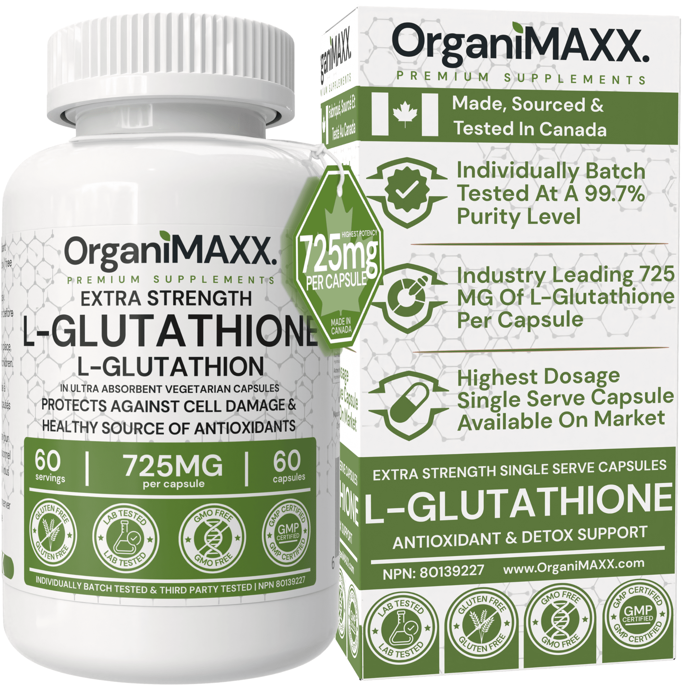 glutathione pills walmart canada Glutathione 725mg Per Capsule OrganiMAXX L-Glutathione One A Day capsules. Glutathione  Supplements for Antioxidant And Detox Support