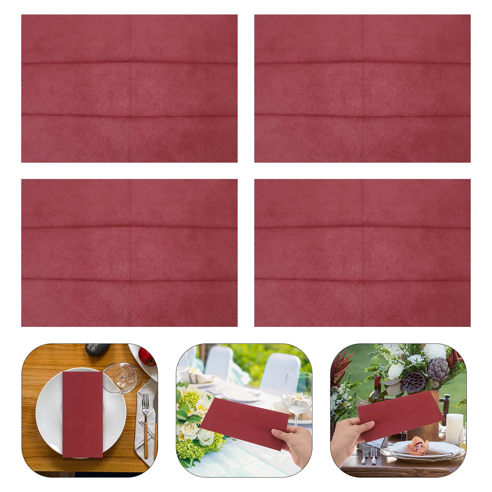Luxshiny 50 Sheets Paper Towels Dark Red Tear Resistant for Bathroom Parties Disposable Hand Towels