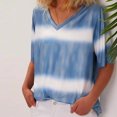 thumbnail image 2 of Leutsin Femmes Gradient Couleur V-Cou T-Shirt Manches Courtes Tee Tops Blouse, 2 of 6