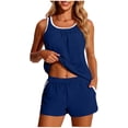 thumbnail image 2 of Pounoo Plus Size Tankini Swimsuits for Women Floral Two Piece Tummy Control Tank Tops and High Waisted Shorts Bathing Suits Gift, 2 of 9