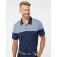 thumbnail image 1 of Adidas Mens Heathered 3-Stripes Colorblock Polo, M, Collegiate NavyMid Grey, 1 of 4
