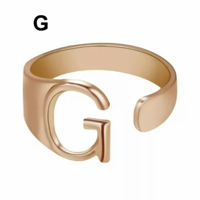 CUITING Fashion Adjustable Initial Alphabet Letter A-Z Ring Finger Rings Women Jewellery-Silver C