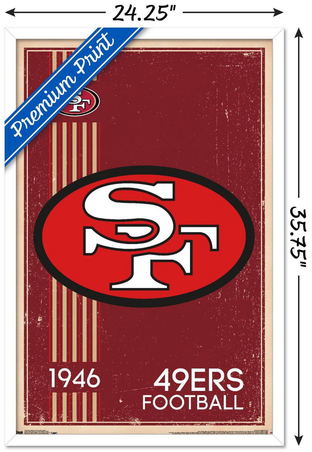 NFL San Francisco 49ers - Retro Logo 14 Wall Poster, 22.375" x 34" Framed