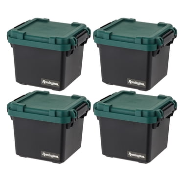 Remington 28 L Heavy Duty Trail Box Stackable Storage Bin with Latching Lids Black 4 Pack