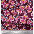 thumbnail image 3 of Soimoi Purple polyester Crepe Fabric Insect Watercolor Print Fabric by Yard 42 Inch Wide, 3 of 3