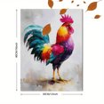 thumbnail image 3 of Colorful Rooster Oil Painting Canvas Wall Art 15.75x11.81 Inches, 3 of 8