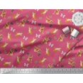 thumbnail image 3 of Soimoi Pink Moss Georgette Fabric Insect & Cat Animal Print Fabric by The Yard 42 Inch Wide, 3 of 3