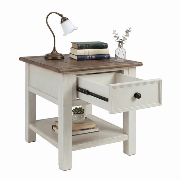 Signature Design by Ashley Bolanburg Table d'Appoint à 1 Tiroir en Blanc Antique