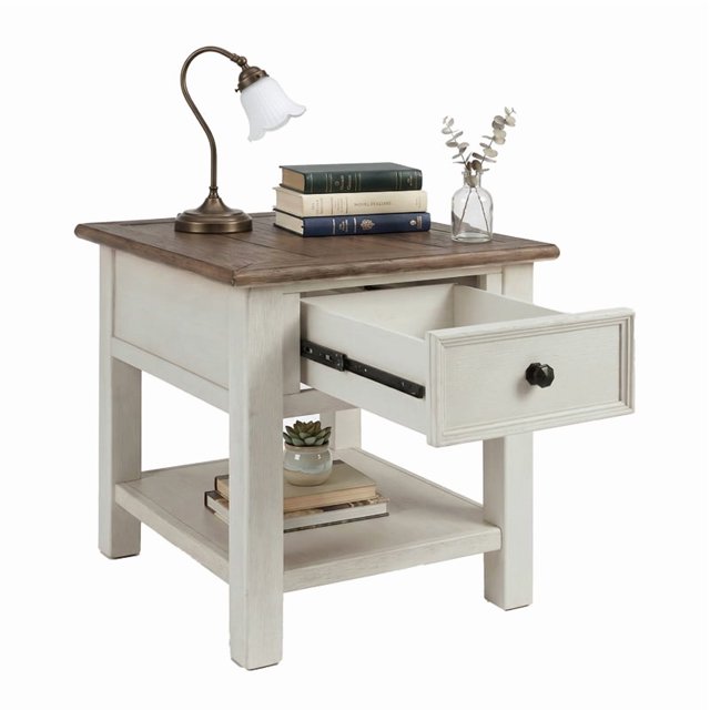 Signature Design by Ashley Bolanburg Table d'Appoint à 1 Tiroir en Blanc Antique