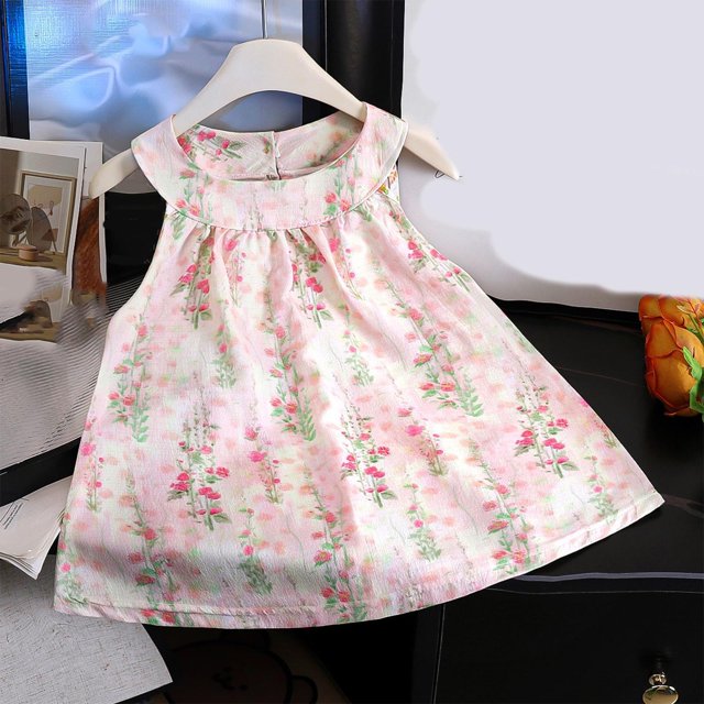 Économies d'Été! Robe d'Été pour Enfants, Robes Décontractées pour Filles en Liquidation, Robe Sans Manches à Col Suspendu pour Enfants, Robe d'Été Décontractée à Col Rond
