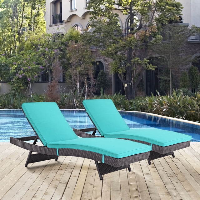 Modway of 2 Convene Wicker Outdoor Patio Furniture Lounge Chair