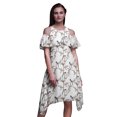 thumbnail image 1 of Bimba Robe Droite à Épaules Dénudées pour Femmes, Tunique de Fête à Col Rond Imprimée d'Oiseau Blanc - Très Grand, 1 of 6