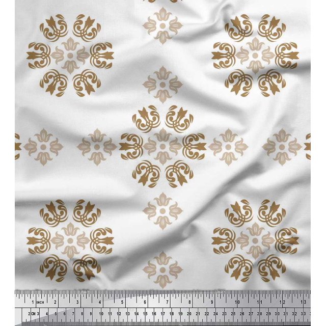 Soimoi polyester Crepe Fabric Damask Decorative Fabric Prints By Yard 52 Inch Wide