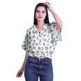 thumbnail image 2 of Moomaya Hauts à Manches Boxy Imprimés pour Femmes, Col en V, Taille Élastique, Kimono, 2 of 4