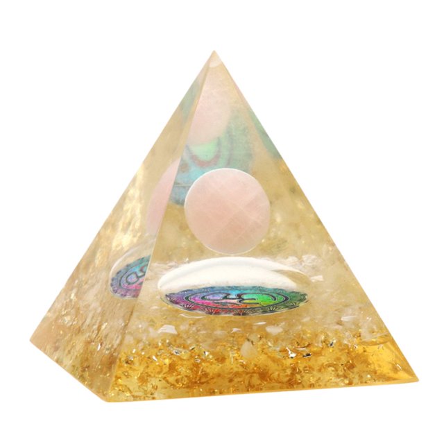 Natural Crystal Stone Orgonite Pyramid Healing Chakra Gather Wealth Prosperity