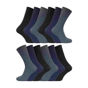 12 Pairs Mens Non Elastic Ribbed Wide Top 100% Cotton Socks | Sock Snob