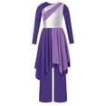 thumbnail image 3 of inlzdz Tenues de Danse Métalliques pour Filles Robe de Culte à Manches Longues avec Pantalon Ensemble pour Performance de Choeur Violet 8, 3 of 7