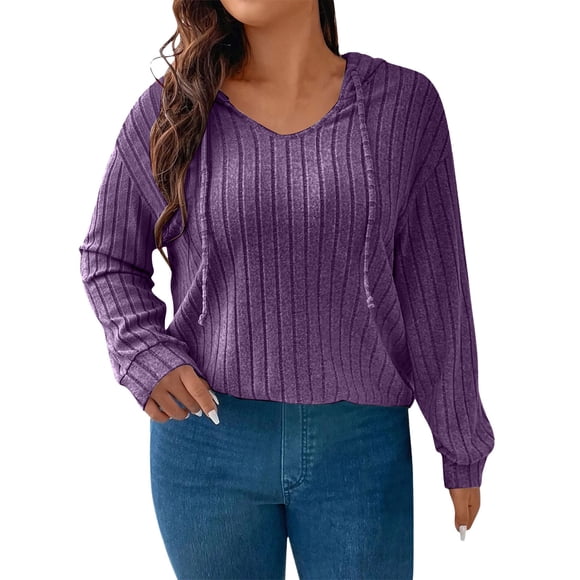 ZJXFGS Plus Size Sweaters for Women Oversized Knit Sweaters Womens Plus Size Tops Loose Pullover Tunic Sweater Purple 3XL