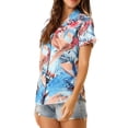 thumbnail image 4 of INSPIRE CHIC Women's Shirts Hawaiian Short Sleeve Tropical Floral Button Down Tops S Light Blue, 4 of 7