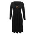 thumbnail image 3 of Robes Noires pour Femmes Couleur Unie Manches Longues Robe en Dentelle Patchwork Grande Taille Col Rond Ajustée et Évasée Tendance Vacances Robe Décontractée Maxi Mode Quotidien Blouse Ligne A Dos Nu Robe Plissée,m, 3 of 4
