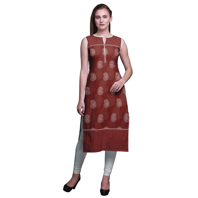 Bimba Kurti Droite Imprimée pour Femmes Sans Manches Tenue d'Été Kurta Tunique Moyen