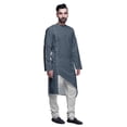 thumbnail image 2 of Atasi Kurta Long d'Été Imprimé de Designer avec Ensemble de Pyjama Blanc pour Hommes, 2 of 3