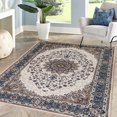thumbnail image 5 of JML Area Rug 5'x7' Retro Accent Non-Slip Indoor Carpet Khaki & Navy Floral Foldable Rugs for Living Room Bedroom Office Home Decor, 5 of 5