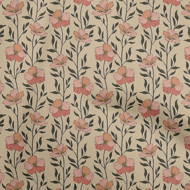 oneOone Silk Tabby Light Brown Fabric Floral Sewing Craft Projects Fabric Prints By Yard 42 Inch Wide
