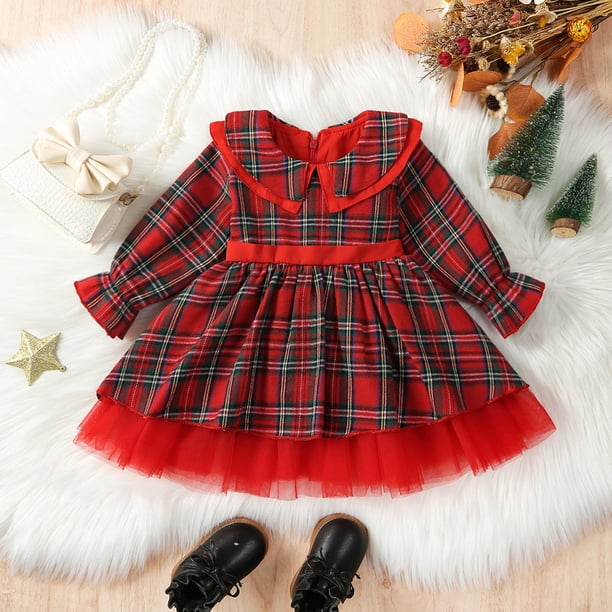 HIPYLO Christmas Dresses for Toddler Girls 4t Christmas Dress 3-6 Month Girl Clothes Winter Christmas Outfit Toddler Baby New Years Outfit Girl 1st, Red 6-12 Months
