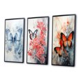 thumbnail image 3 of Designart "Blue Butterfly Wings I" Animals Framed Wall Art Set Of 3 - Blue Butterfly Frame Canvas Set For Living Room Decor, 3 of 6