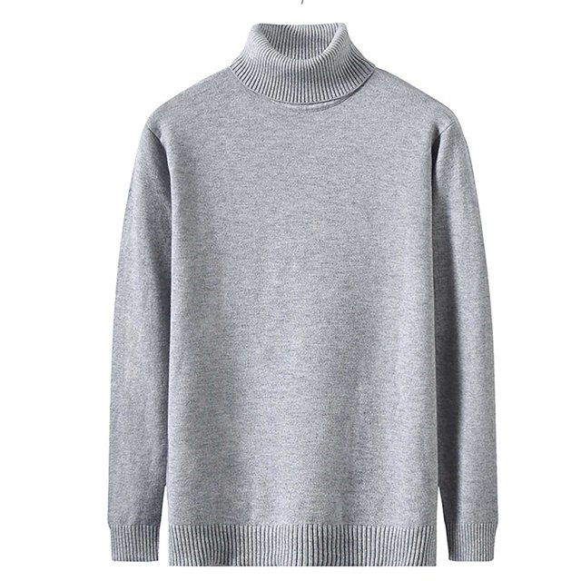 Men's Turtleneck Sweater Regular Fit Basic Long Sleeve Tee Shirts Solid Color Fall Knit Wear Casual Pullover