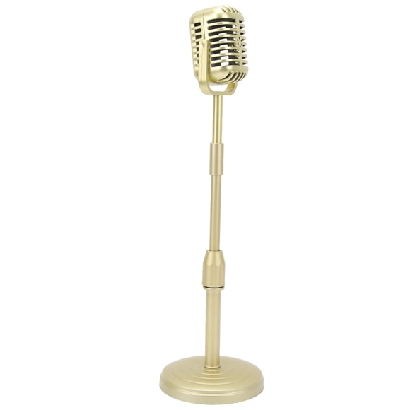 Retro Microphone Props, Lightweight Fake Vintage Microphone for Anime Role Play Stage Performance, with Lifting Bracket for Shootings Cosplay
