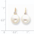 thumbnail image 2 of 14K Yellow Gold White Button FW Cultured Pearl & Diamond Leverback Earrings, 2 of 2