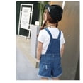thumbnail image 2 of KIDSCOOL SPACE Salopette Courte en Denim Déchiré pour Bébé Fille, Bleu Foncé, 2-3 Ans, 2 of 7