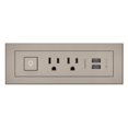 thumbnail image 1 of Legrand Wiremold RDSZNI10 radiant Furniture Power Center with USB and Switch, Recessed Power Strip, 2 Outlets, Type A USB, 10 Foot Cord, Nickel, 1 of 4