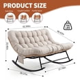 thumbnail image 2 of Indoor Outdoor Patio Rocking Glider Chair – 450 lbs Capacity – Weather-Resistant Rattan, UV-Proof Cushion & soft Toy Fleece Upholstery – Sturdy Rubber Wood & Reinforced Steel Frame, 2 of 5