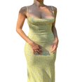 thumbnail image 2 of Robe Longue Maxi Sans Manches à Bretelles Spaghetti Découpée à Imprimé Floral pour Femmes, 2 of 7