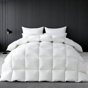 SHOUREN White Luxurious Goose Feather Down Fiber Comforter Queen 90"X90"