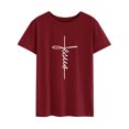 thumbnail image 4 of Women's Short Sleeve Jesus Letter Print Christian Tee Tops, 4 of 6
