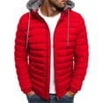 thumbnail image 2 of RKSTN Mens Down Jacket Solid Color Drawsting Hooded Jacket Winter Fashion Cotton Padded Jacket Warm Windproof Lightweight Puffer Jacket, 2 of 3