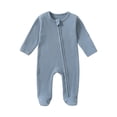 thumbnail image 2 of EGNMCR Rompers pour Enfants Tout-Petits Garçons Filles Mode Confortable Couleur Unie Fermeture Éclair Manches Longues Ramper Kid Rompers, 2 of 9