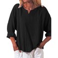 thumbnail image 1 of Birdeem Mode Femme T-Shirt Ample à Manches Longues Col en V Décontracté Uni Blouse Tops, 1 of 9