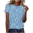 thumbnail image 2 of Hauts d'Été pour Femmes DYTTDG T-shirt à Fleurs Mode pour Femmes Grande Taille Col Rond Manches Courtes Décontracté Ample Tee Haut Hauts pour Femmes Liquidation Moins de 10 Multicolore,P, 2 of 5